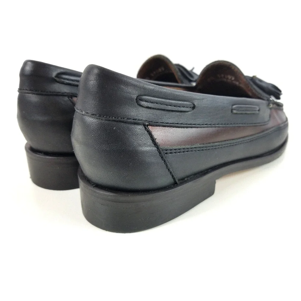 Casual Fridays Mens Brown Black Leather Tassel Loafer Kiltie Shoes‎ Size 8.5 M